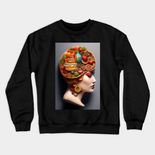 Amazing anatomy of a woman head with sweet treats Crewneck Sweatshirt